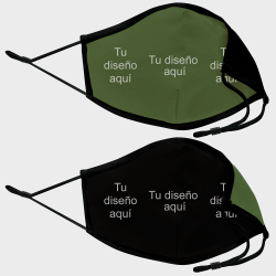 Mascarilla algodón orgánico reversible mediana caqui y negra homologada con protección +90% personalizada