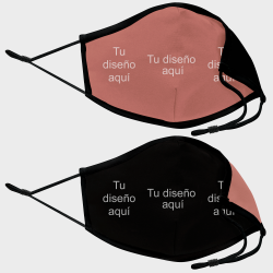 Mascarilla algodón orgánico reversible grande mahogany y negra homologada con protección +90% personalizada