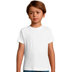 Camiseta de niño de algodón de manga corta y cuello redondo