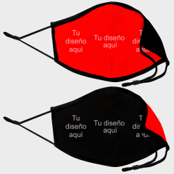 Mascarilla algodón orgánico reversible pequeña rojo y negra homologada con protección +90% personalizada