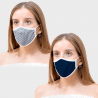Mascarilla algodón orgánico reversible mediana geo tie grey y navy homologada con protección +90%