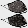 Mascarilla algodón orgánico reversible súper grande dots black y flower antracite homologada con protección +90%