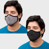Mascarilla algodón orgánico reversible súper grande dots black y flower antracite homologada con protección +90%