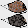 Mascarilla algodón orgánico reversible grande ditsy flower grey y zebra black homologada con protección +90%
