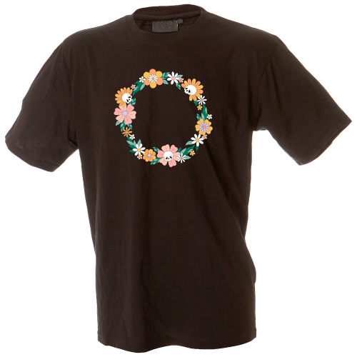 Camiseta hombre guirnalda calavera flores