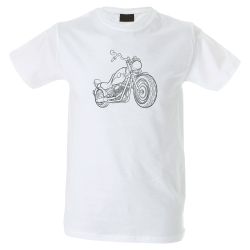 Camiseta hombre moto negro blanco