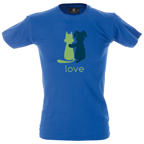 Camiseta hombre perro gato enamorados