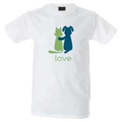 Camiseta hombre perro gato enamorados