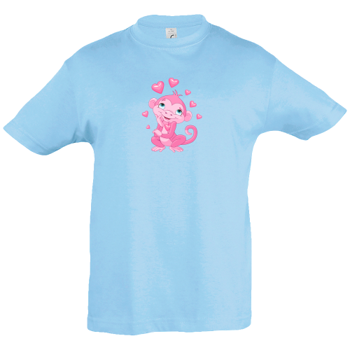 Camiseta infantil mono rosa enamorado