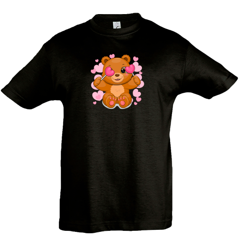 Camiseta infantil oso piruleta corazones