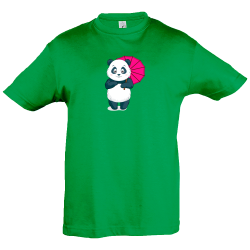 Camiseta infantil panda paraguas