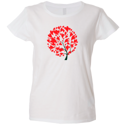 Camiseta mujer árbol corazones