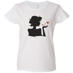 Camiseta mujer beso corazones