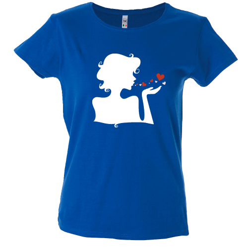 Camiseta mujer beso corazones