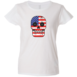 Camiseta mujer calavera banderas USA