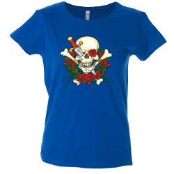 Camiseta mujer calavera corona rosas