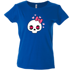 Camiseta mujer calavera lazo rosa