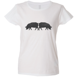 Camiseta  mujer cerdos enganchados cola