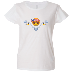 Camiseta mujer emoji motero