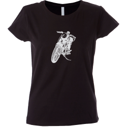 Camiseta mujer moto aparcada