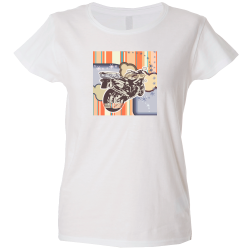 Camiseta mujer moto rayada