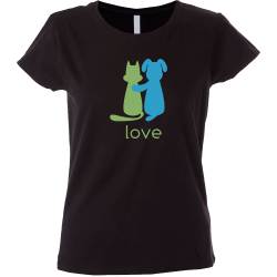 Camiseta mujer perro gato enamorados