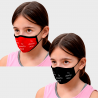Mascarilla algodón orgánico reversible pequeña rojo y negra homologada con protección +90% personalizada
