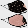 Mascarilla algodón orgánico reversible pequeña full dot pink y sun black homologada con protección +90%