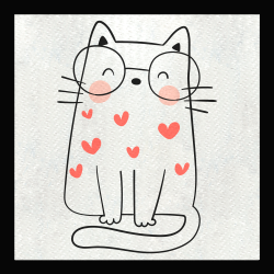 Parche cuadrado gato con corazones