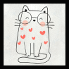 Parche cuadrado gato con corazones