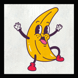 Parche cuadrado banana feliz