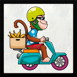Parche cuadrado mono en moto