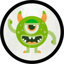 Parche redondo monstruo verde con 1 ojo