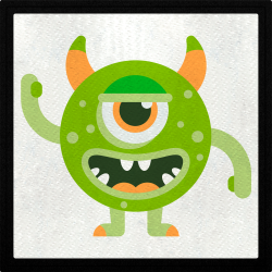 Parche cuadrado monstruo verde con 1 ojo