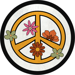 Parche redondo símbolo de la paz con flores