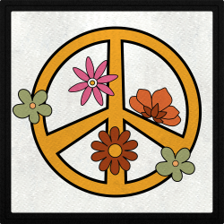 Parche cuadrado símbolo de la paz con flores