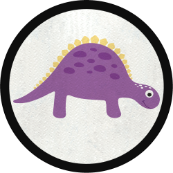 Parche redondo stegosaurus morado