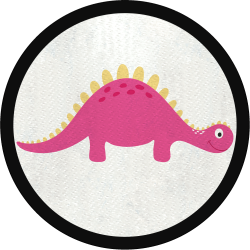 Parche redondo stegosaurus rosa