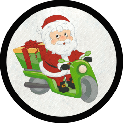 Parche redondo Papá Noel en moto