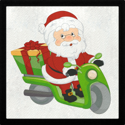 Parche cuadrado Papá Noel en moto