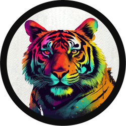 Parche redondo tigre colorido