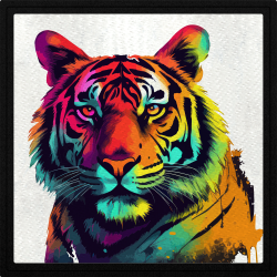 Parche cuadrado tigre colorido