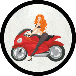 Parche redondo mujer en moto
