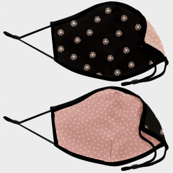 Mascarilla algodón orgánico reversible mediana full dot pink y sun black homologada con protección +90%