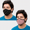 Mascarilla algodón orgánico reversible súper grande full dot pink y sun black homologada con protección +90%
