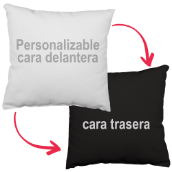 Cojín cuadrado 40x40cm personalizable delante y cara trasera negra