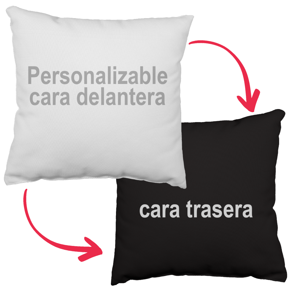 Cojín cuadrado 40x40cm personalizable delante y cara trasera negra
