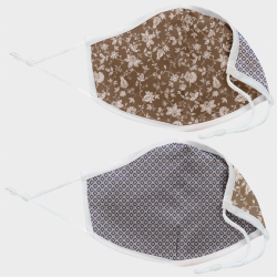 Mascarilla algodón orgánico reversible grande provençal flower stone y geo tie blue homologada con protección +90%