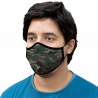 Mascarilla algodón orgánico reversible súper grande flores granate y camuflaje kaki homologada con protección +90%