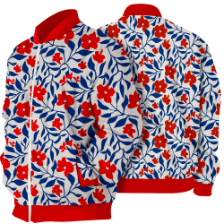 Chaqueta Bomber Floral Rojo y Azul